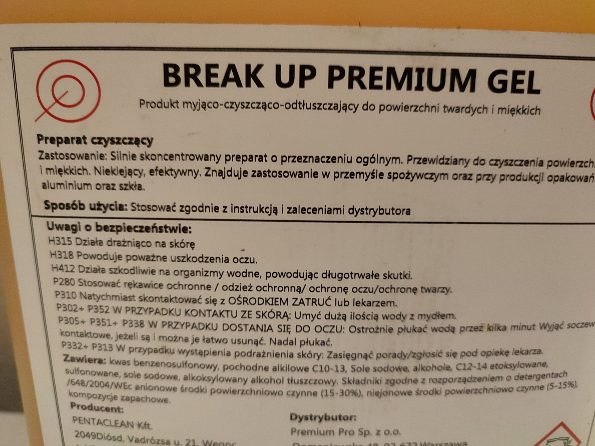 Break up premium gel żel do mycia podłóg myjąco - odtłuszczający