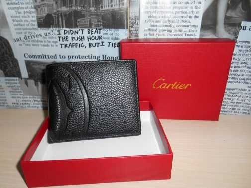 Cartier NOWY Czarny PORTFEL MĘSKI w pudełku, skóra 55-209