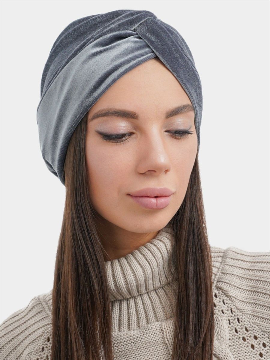 Czapka turban welurowy, hidżab, czapka po chemioterapii