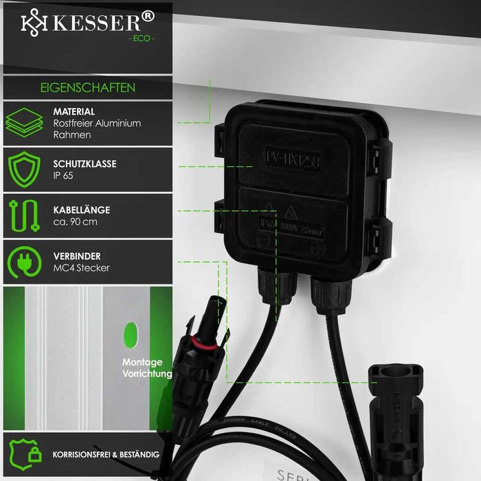 Сонячна панель 100 Вт KESSER IP65 працює при -40°C до +85°C Німеччина