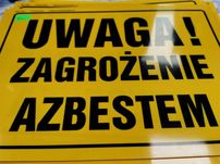 Tablica informacyjna budowlana UWAGA ZAGROŻENIE azbestem