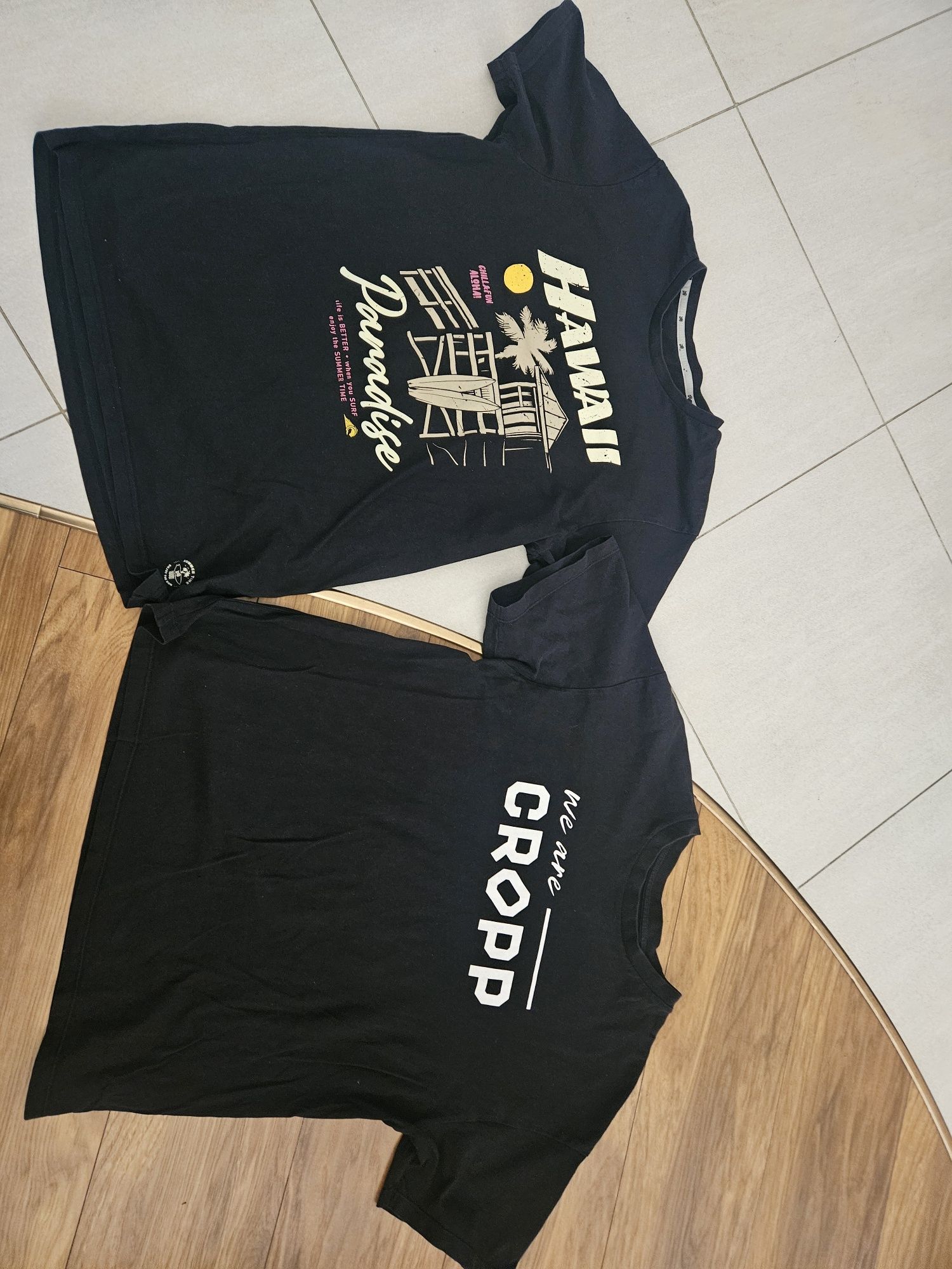 3 t-shirty męskie L cropp i c&a czarne stan bdb