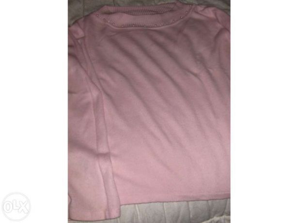 Camisola em Malha de Senhora em Tons Beije com decote