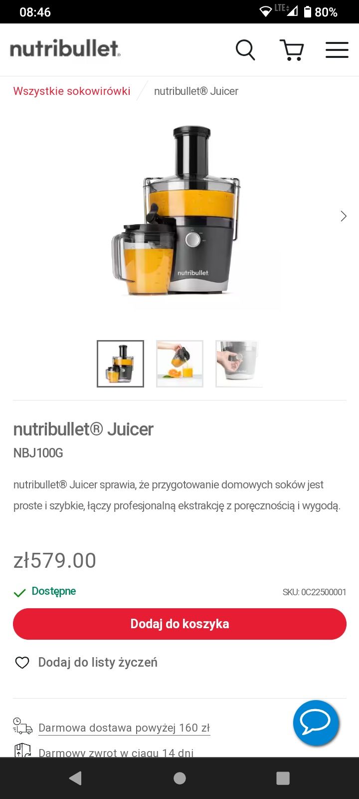Sokowirówka użyta raz
