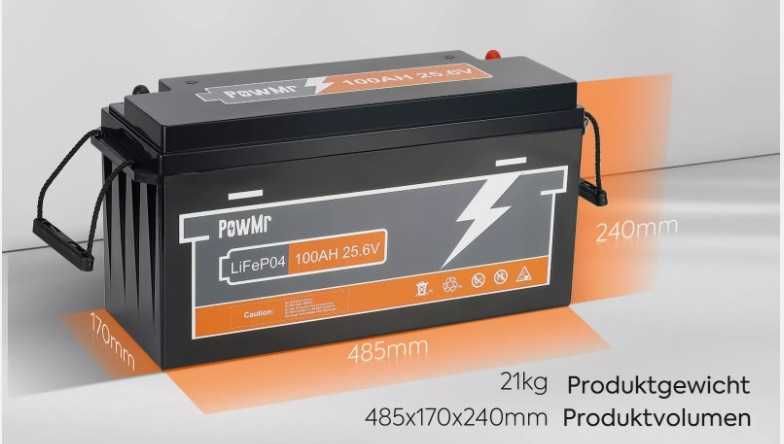PowMr 24V 25.6V 100Ah 2.56kWh Lifepo4