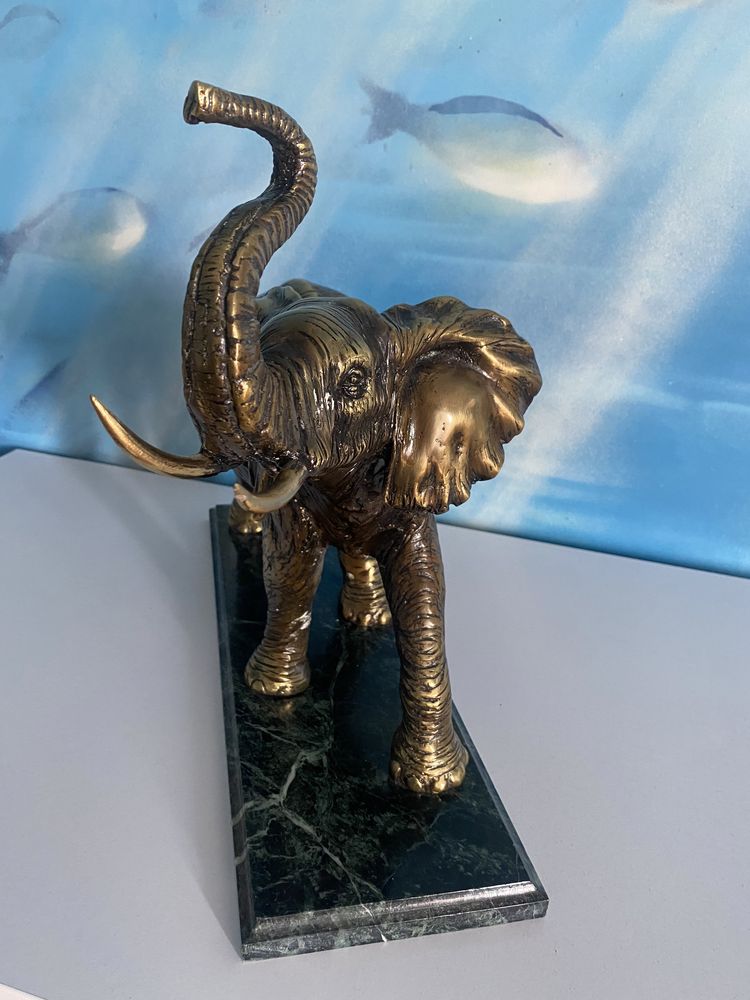 Статуэтка слон бронза винтаж колекционная мрамор старинная