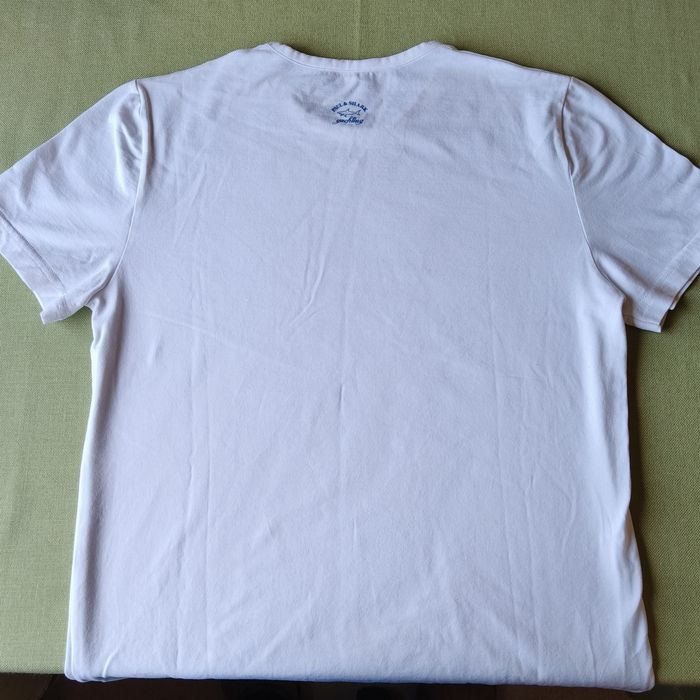 Biały T-shirt z napisem Paul & Shark yachting