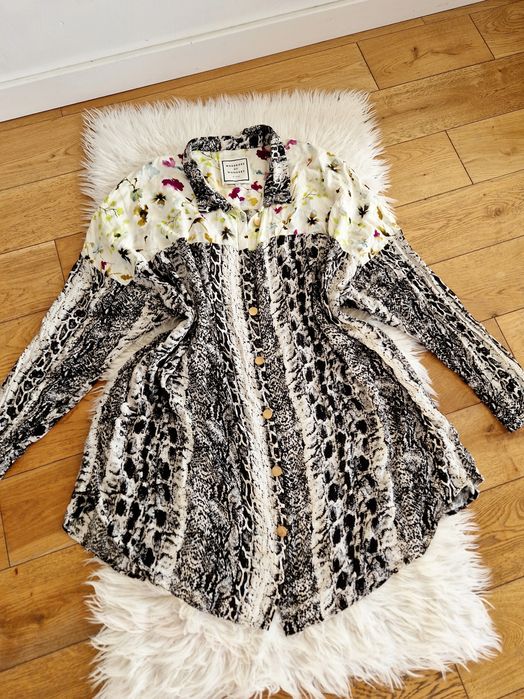 Zizzi 7 XL 8 XL 54 56 sukienka koszula tunika z kołnierzykiem wiskoza