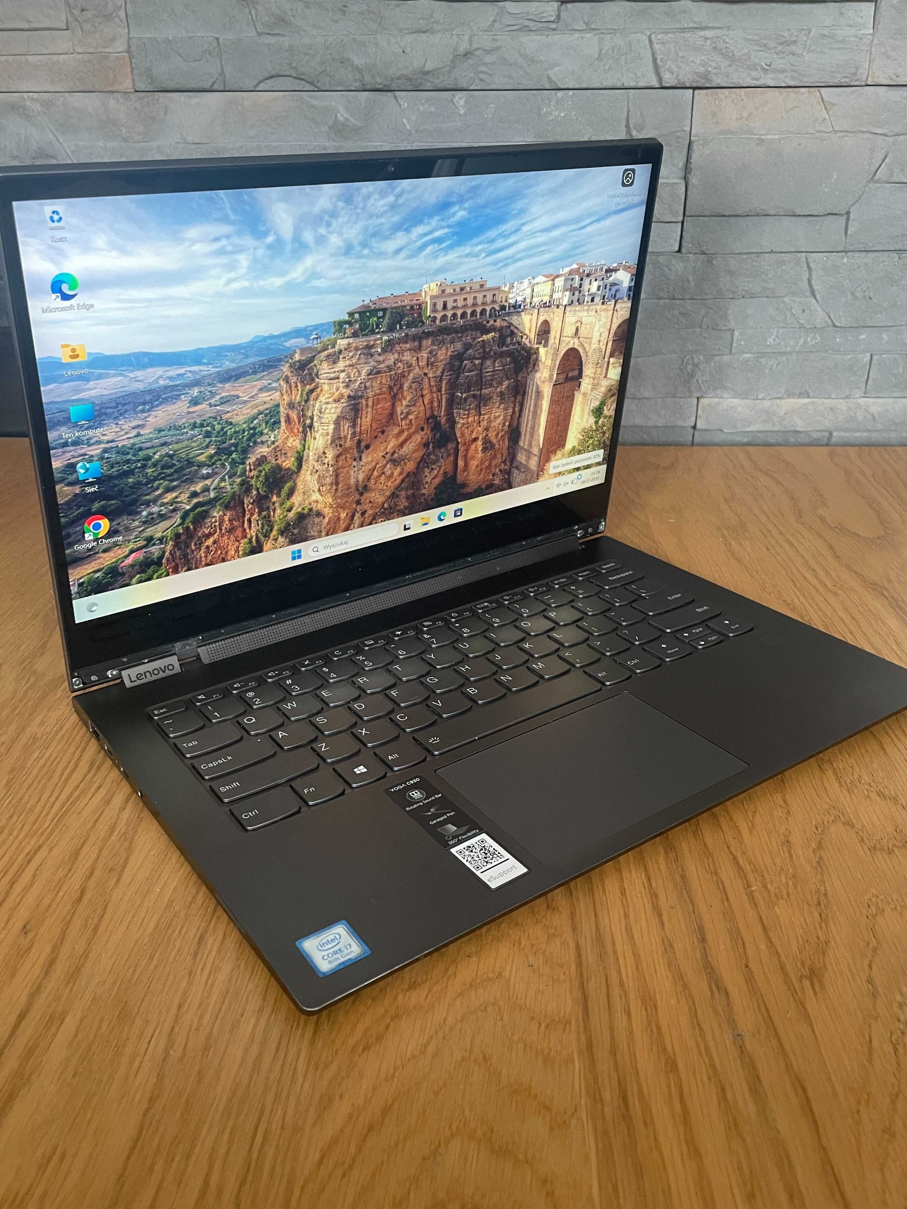 Laptop Lenovo Yoga C930 i7-8g / 16GB ram / 512 SSD / 2 w 1 Win 11