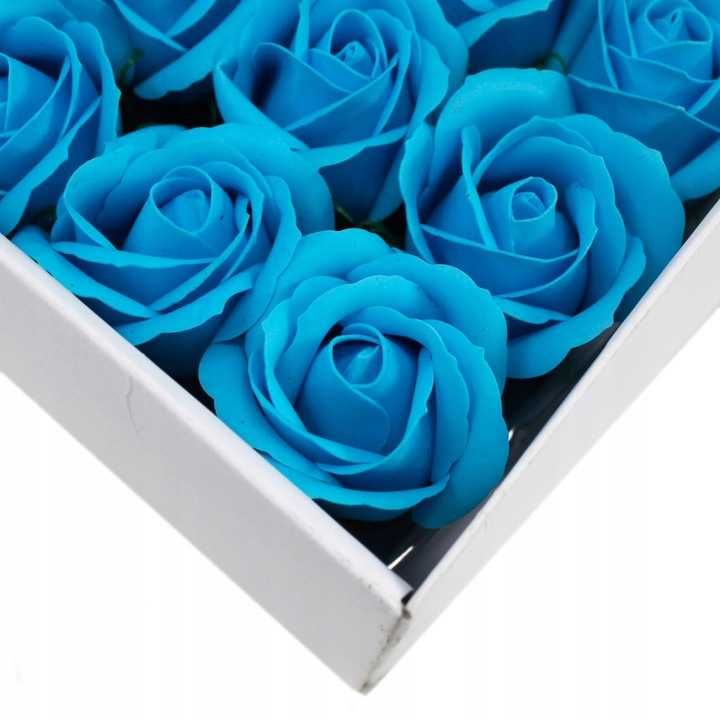 Róża Mydlana w kolorze nieba_Niebieska _BOX _50 sztuk