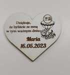 Podziękowanie gości magnes Pierwsza Komunia Święta IHS Serce 5x5,7cm