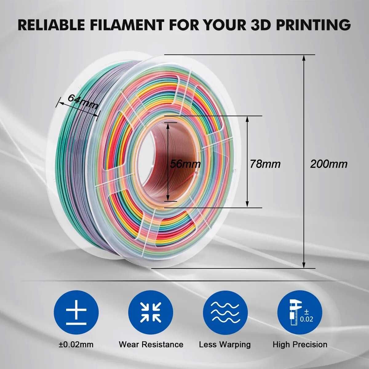 PLA пластик філамент для 3D принтера Jayo 1510171C Rainbow PLA