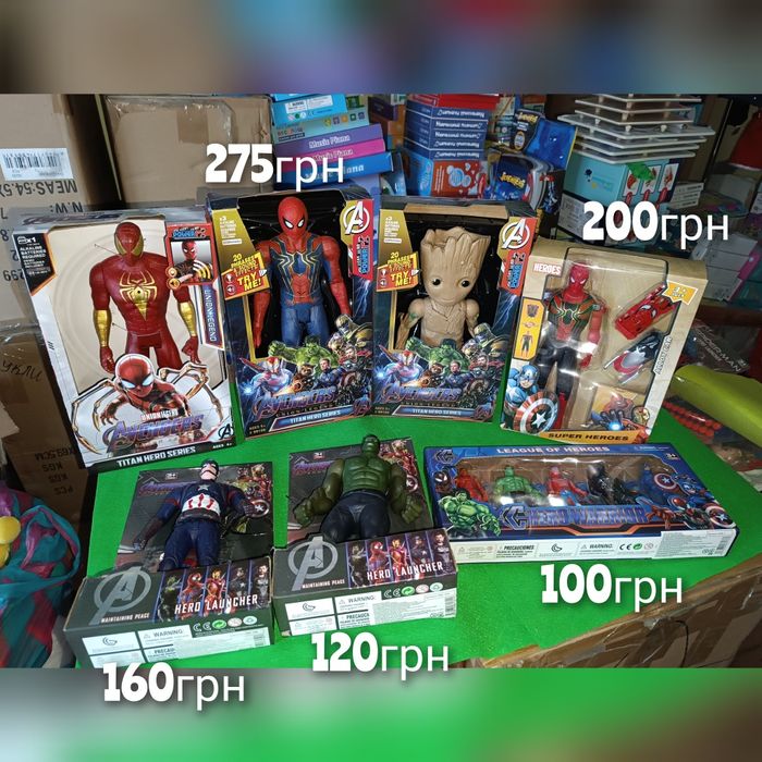 Фігурка марвел людина павук Халк Тор Грут Тор Аквамен герої