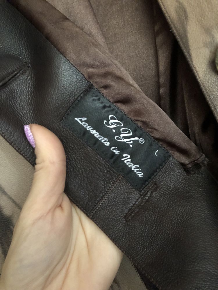 Стильный итальянский кожаный пиджак