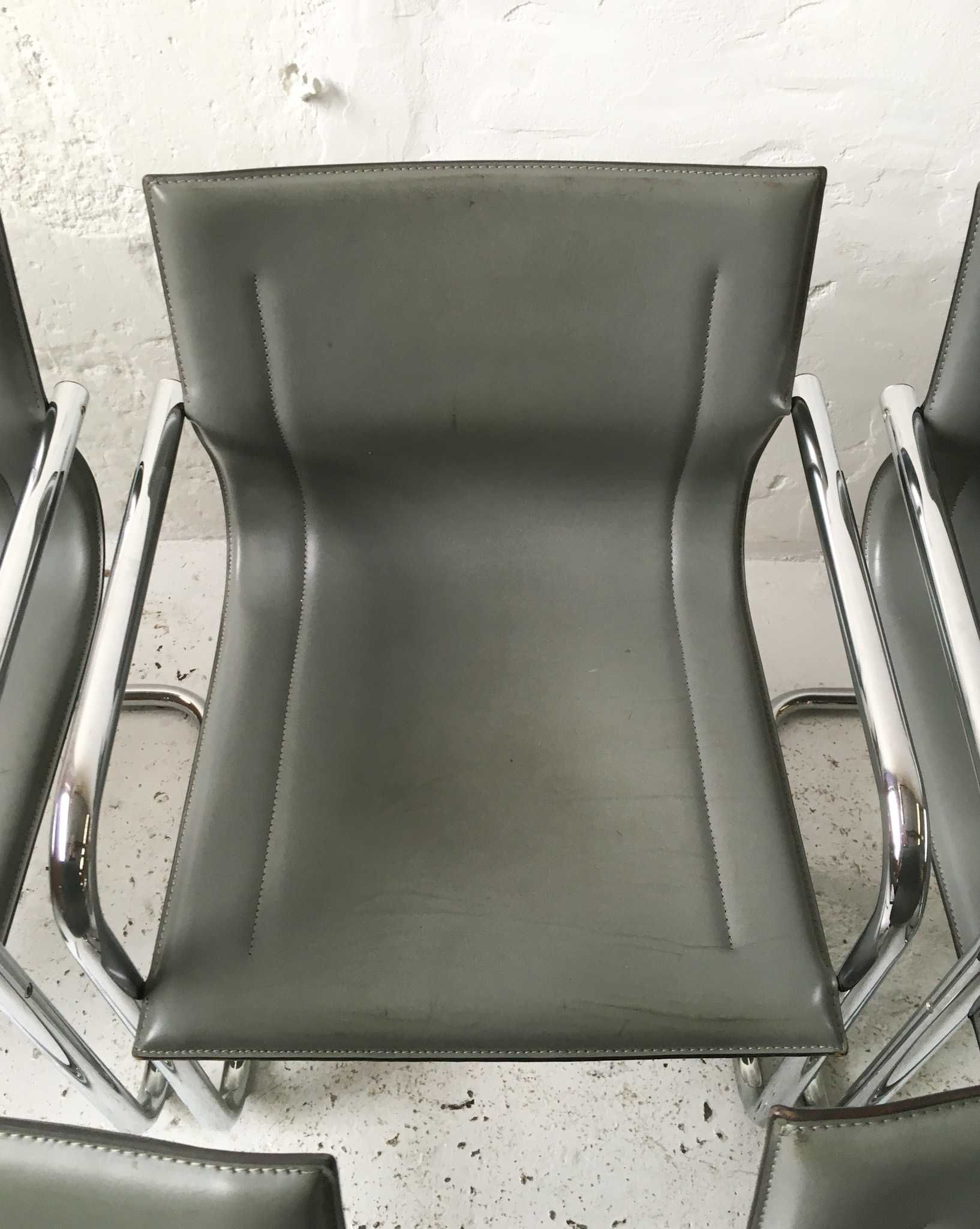 Matteo Grassi krzesła bauhaus skóra lata 80 90 vintage design