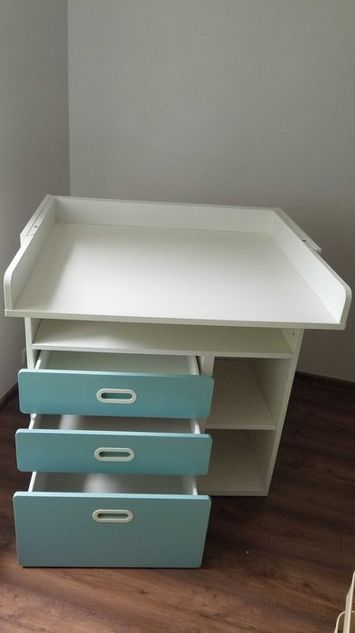 IKEA SMASTAD Stół do przewijania, 90x79x100 cm biały/zielony/jak nowy.