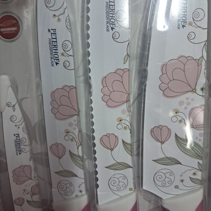 Zestaw noży noże ceramiczne ozdobne w kwiaty 5 sztuk