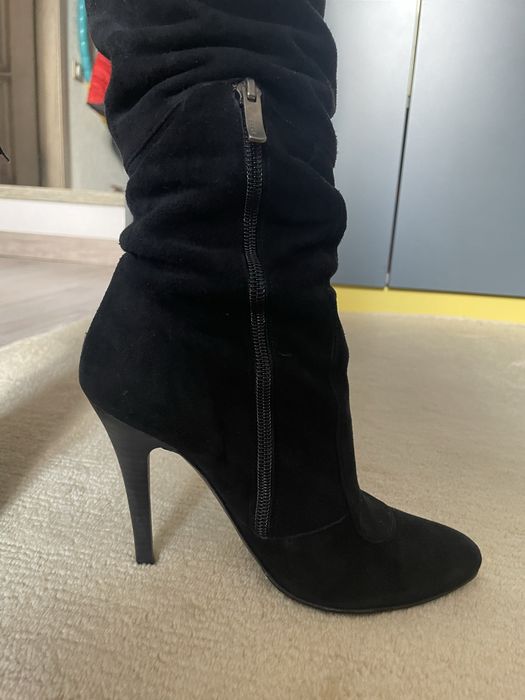 Сапоги ботфорды замшевые