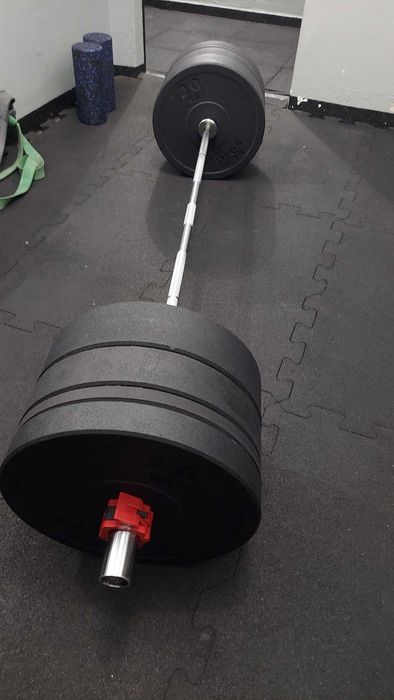 Zestaw bumpery 100 kg + gryf olimpijski 220 cm 20 kg + zaciski NOWE