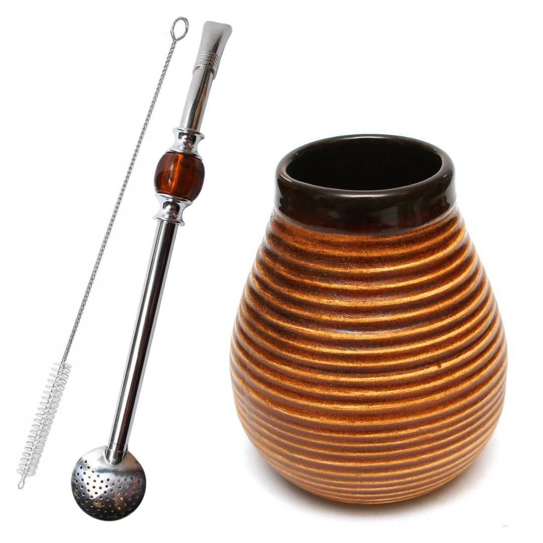 Zestaw do Yerba Mate Tykwa Miodowa + Bombilla z Czyścikiem