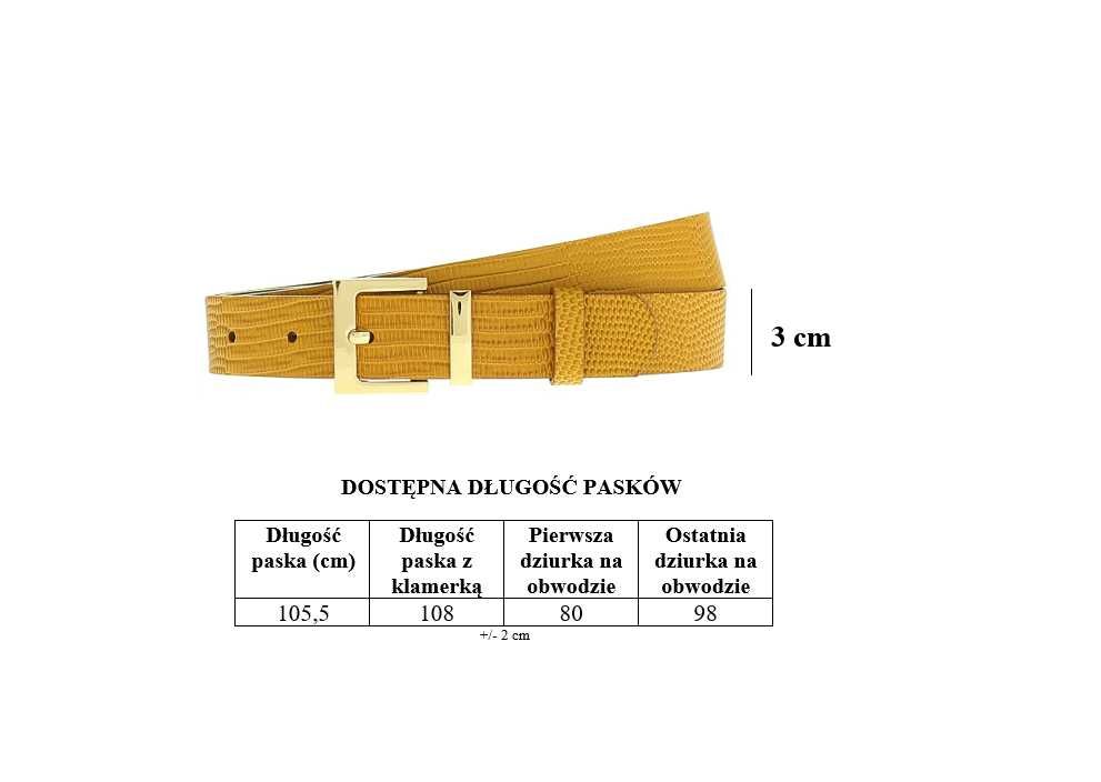 Pasek damski musztardowy karmelowy skórzany 3 cm