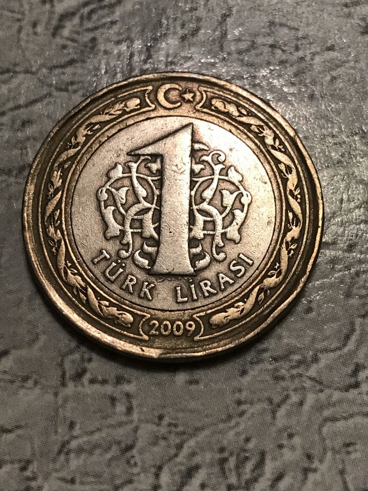 Turcja - 1 lira - 2009r - bimetal - stan doskonaly!
