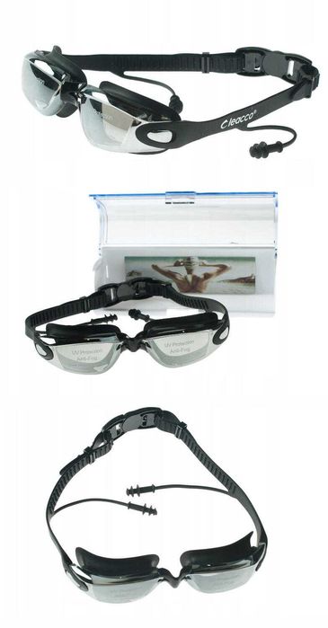 PROFESJONALNE Okulary do pływania z filtrem UV, system ANTI-FOG BASEN