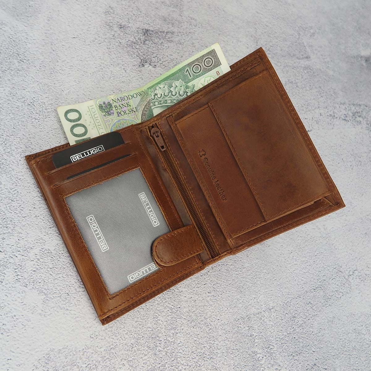 Męski portfel skórzany z RFID Bellugio