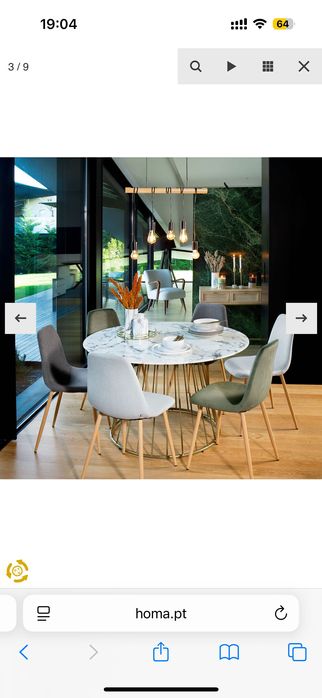 Mesa de jantar redonda com tampo marmore