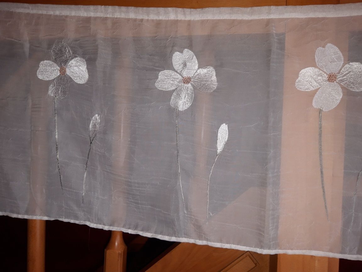 Firanki zazdroski z wzorem kwiaty 140 x 59cm