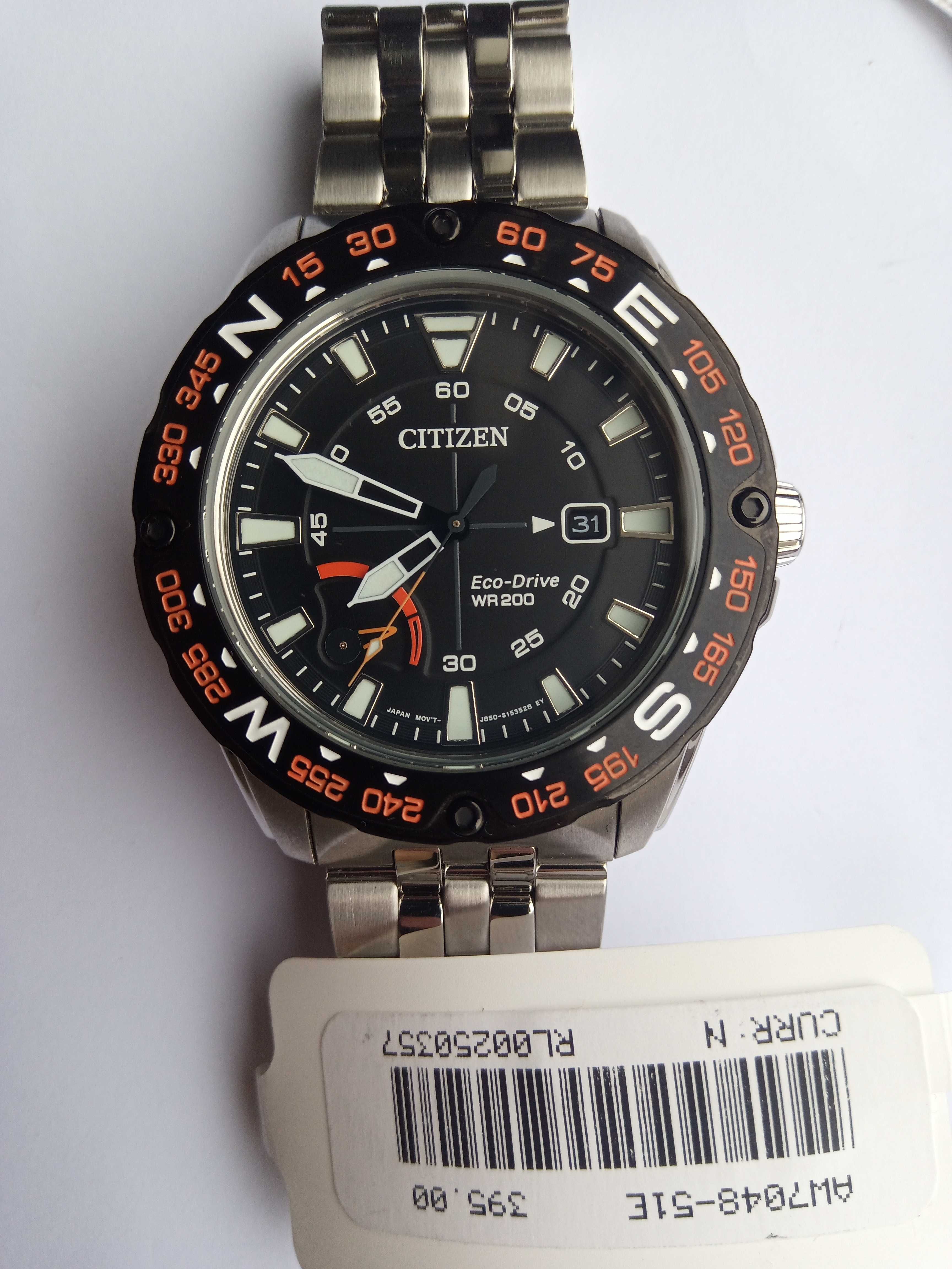 Японские 200м спортивные часы Citizen Eco-Drive AW7048-51E, солнечная