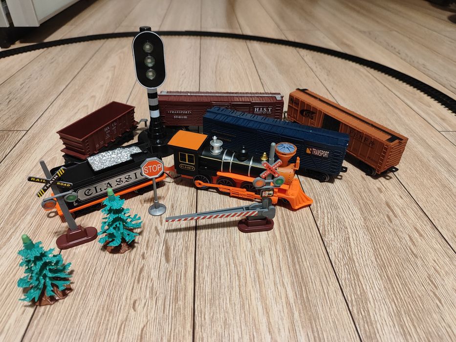 Pociąg, kolejka na baterie, elektryczny, zestaw