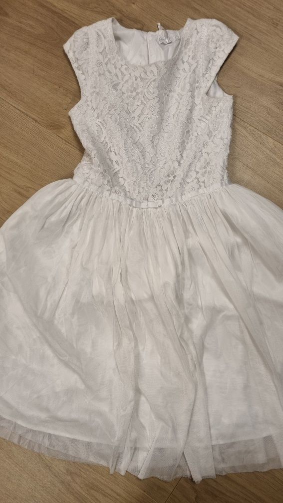 Przepiękna elegancka biała sukienka balowa COOL CLUB rozm 170 koronka