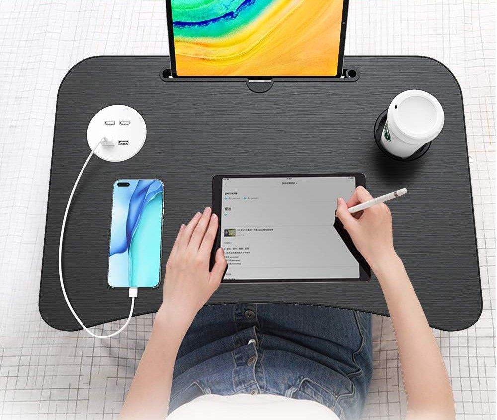 Stolik na laptopa 4 porty usb tablet szuflada uchwyt kubek