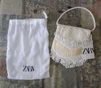 Сумка сумочка клатч через плечо, на руку с бисера молочная Зара Zara