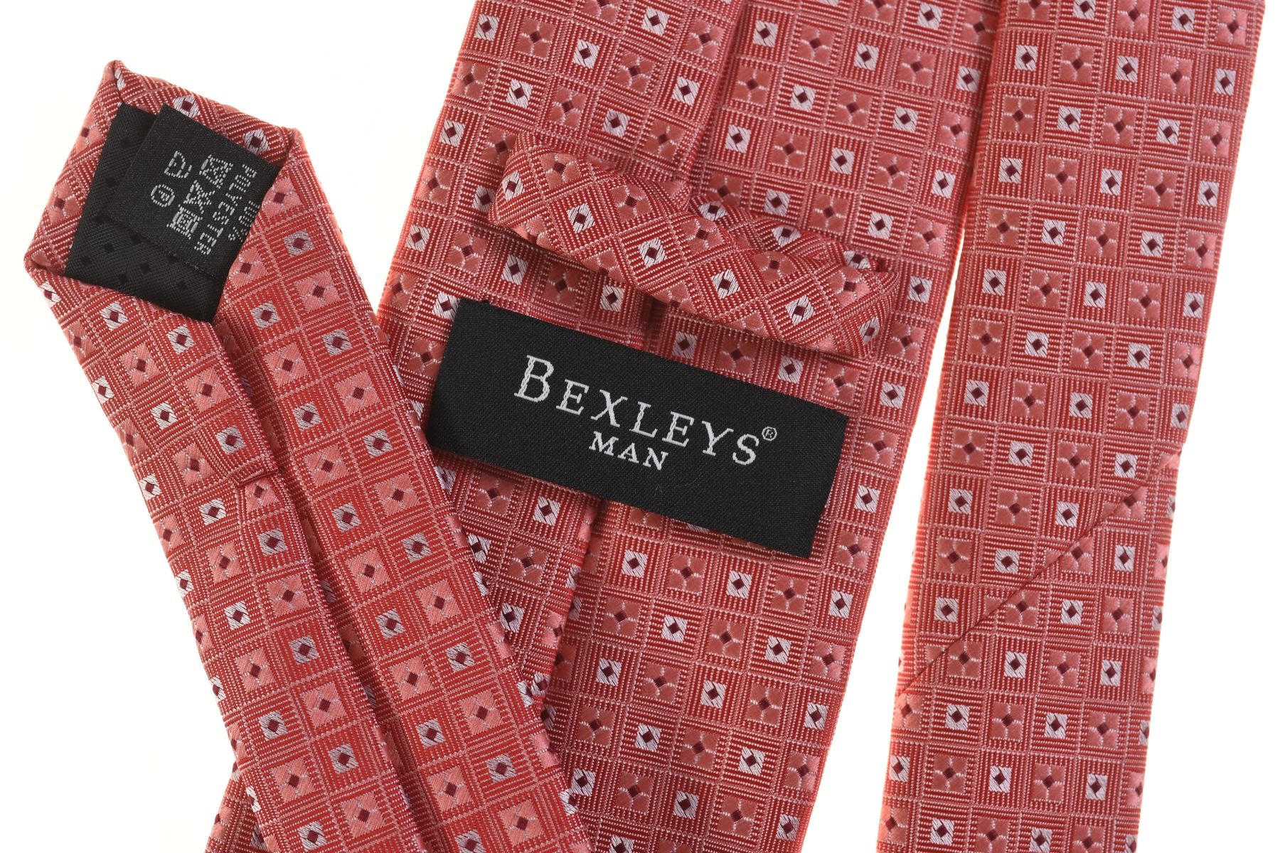 BEXLEYS różowy krawat we wzorek 8,5 cm