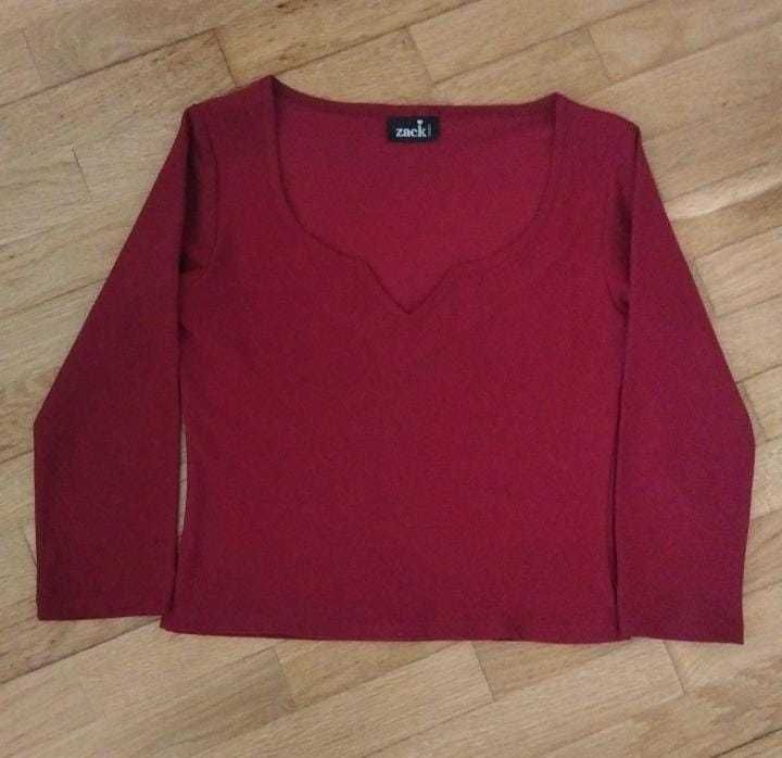 Top vermelho vinho de manga comprida (Zack)