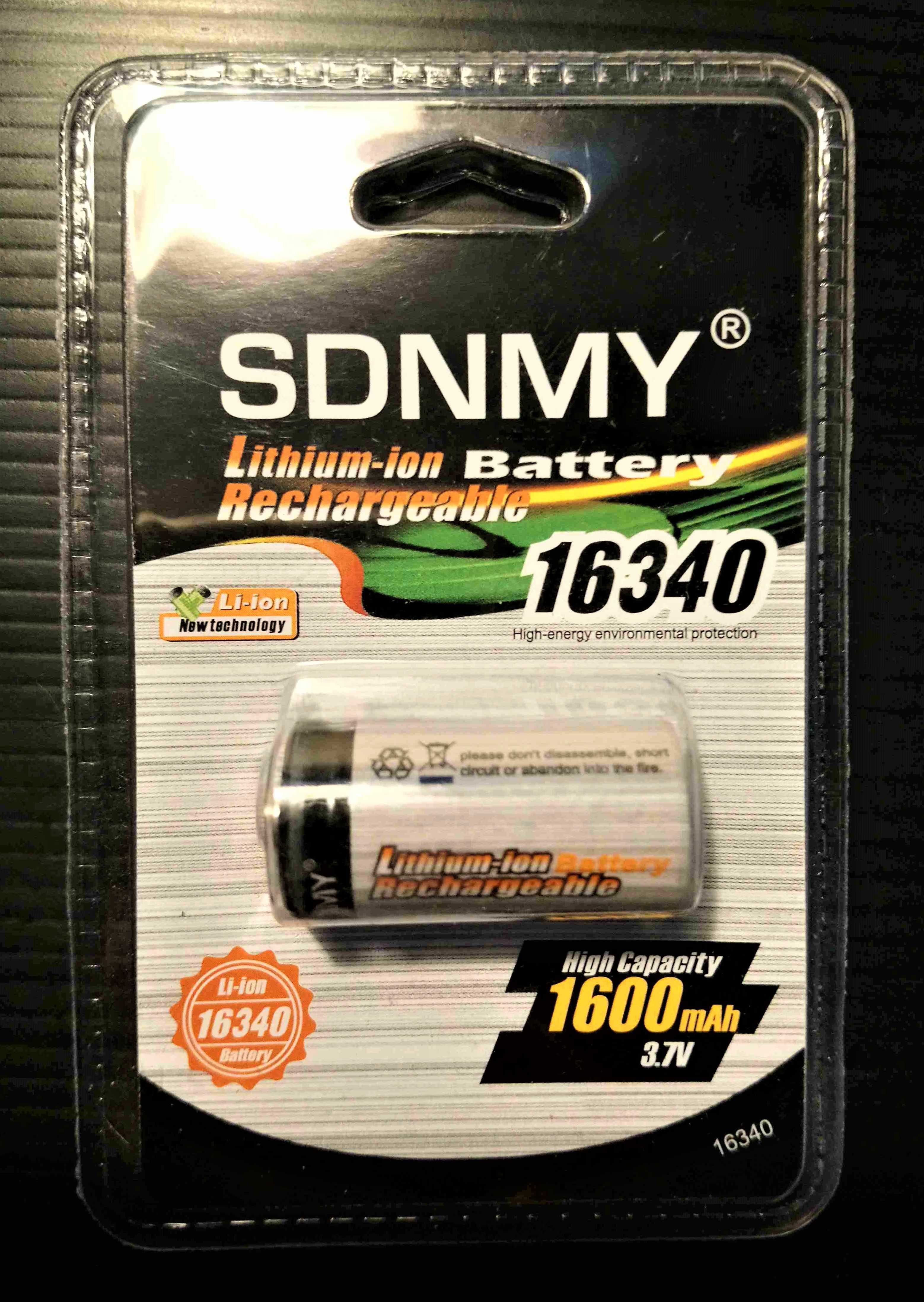 Bateria pilha Li-ion recarregável Sdnmy 16340