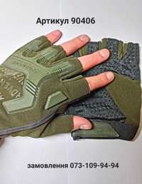 Короткопалі рукавички олива арт 90406