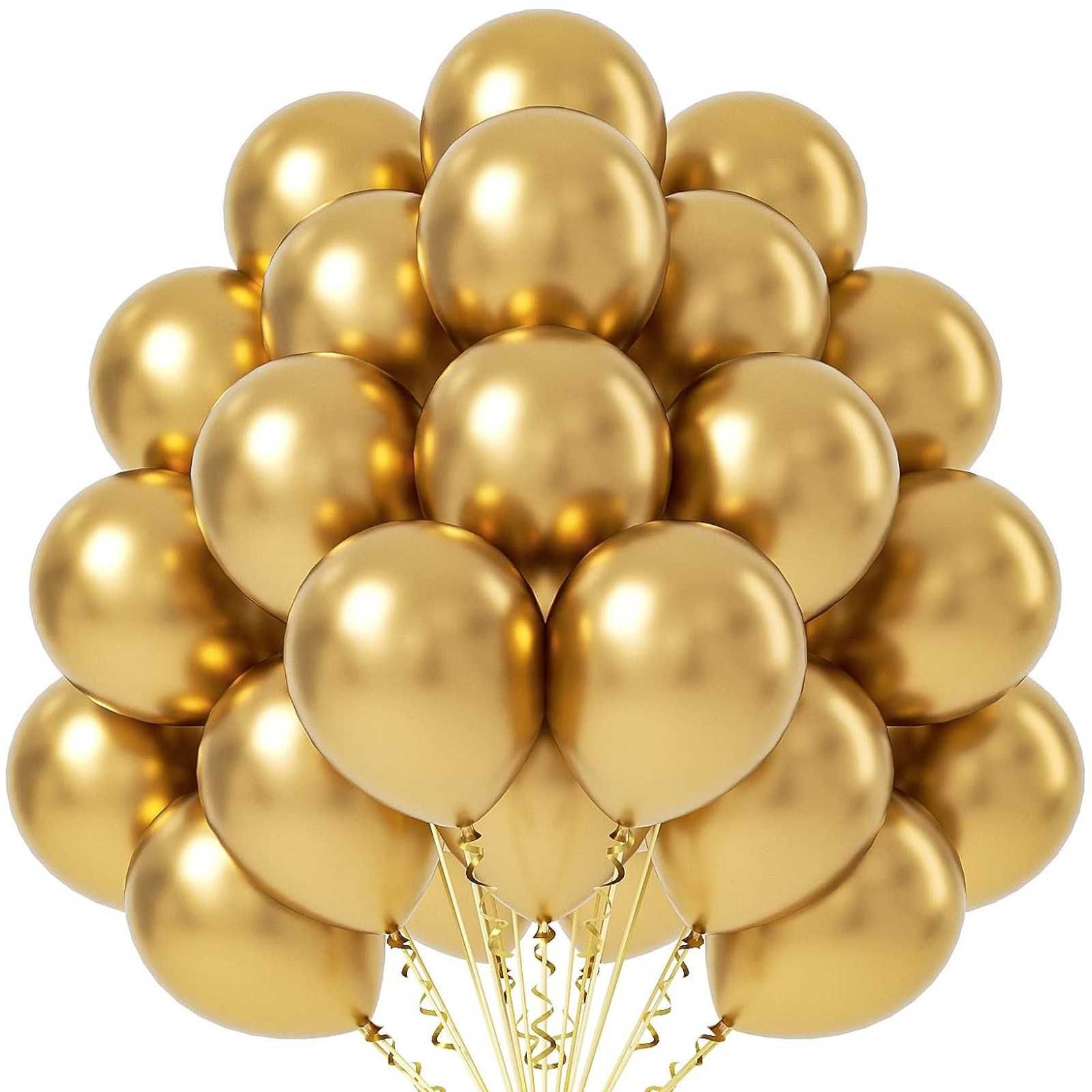 Balony lateksowe 12-calowe metalizowane ZŁOTE 10 szt ok. 30 cm