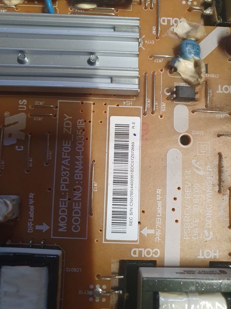 Płyta główna zasilająca t-con tv Samsung