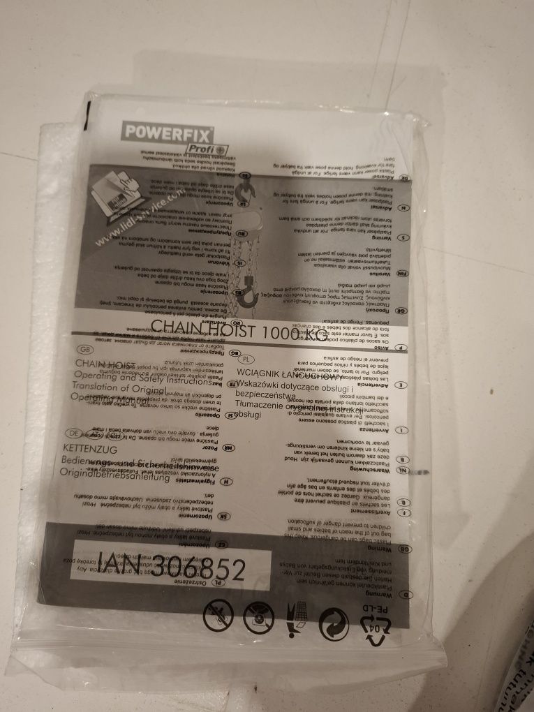 Wciagnik wyciagarka łańcuchowy nośnosć 1000kg POWERFIX Nowa zawiesie