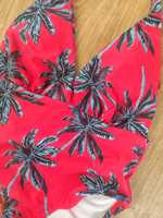 Nowy strój kąpielowy jednoczęściowy monokini wiązany czerwony palmy M