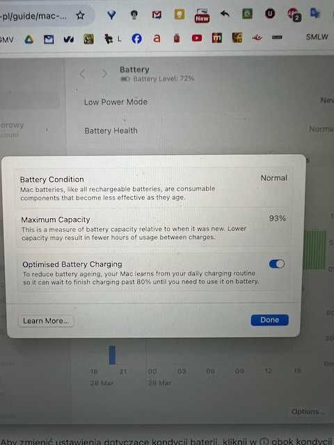 Macbook air m1 13 16/256 gb niskie TBW bateria 93%