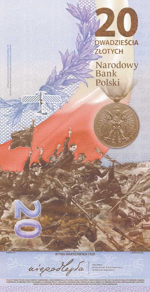 Banknot 20zł Bitwa Warszawska 1920 nr 5790