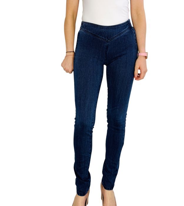 Granatowe spodnie rurki XS 34