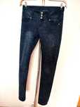 Rurki skinny jeans marmurkowe ciemna butelkowa zieleń bawełniane 36