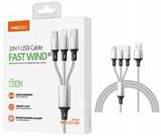 Mocny Kabel Usb Przewód 3W1 Lightning Micro Typ-C Usb-C 2.4A 120Cm