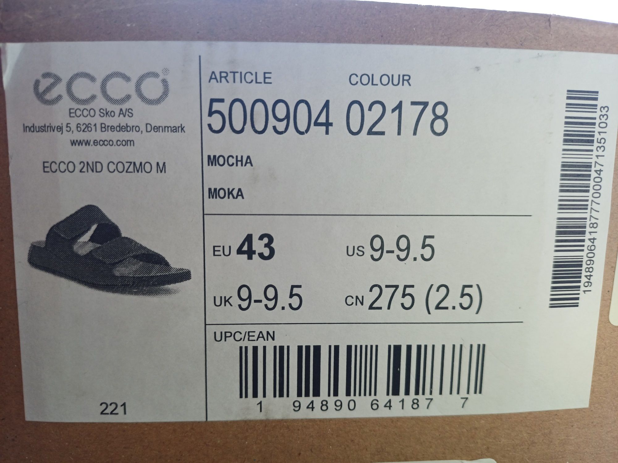 Шльопанці ECCO 2nd Cozmo 50090402178 розміри 40,41,42,43 Оригінал