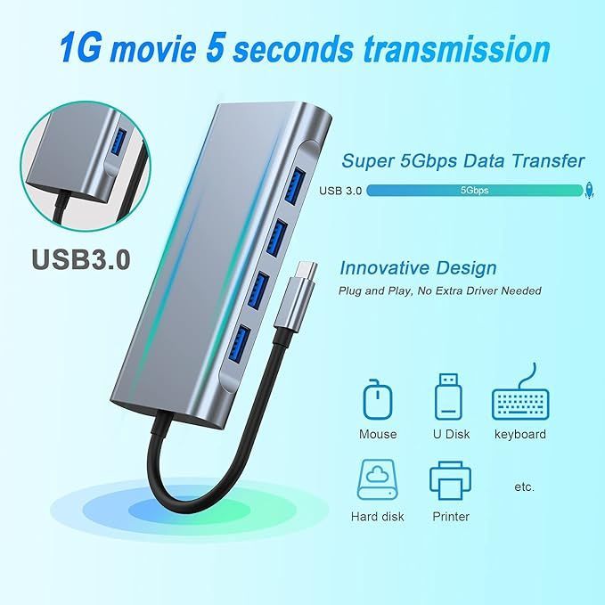 hub usb c stacja dokująca adapter 11w1